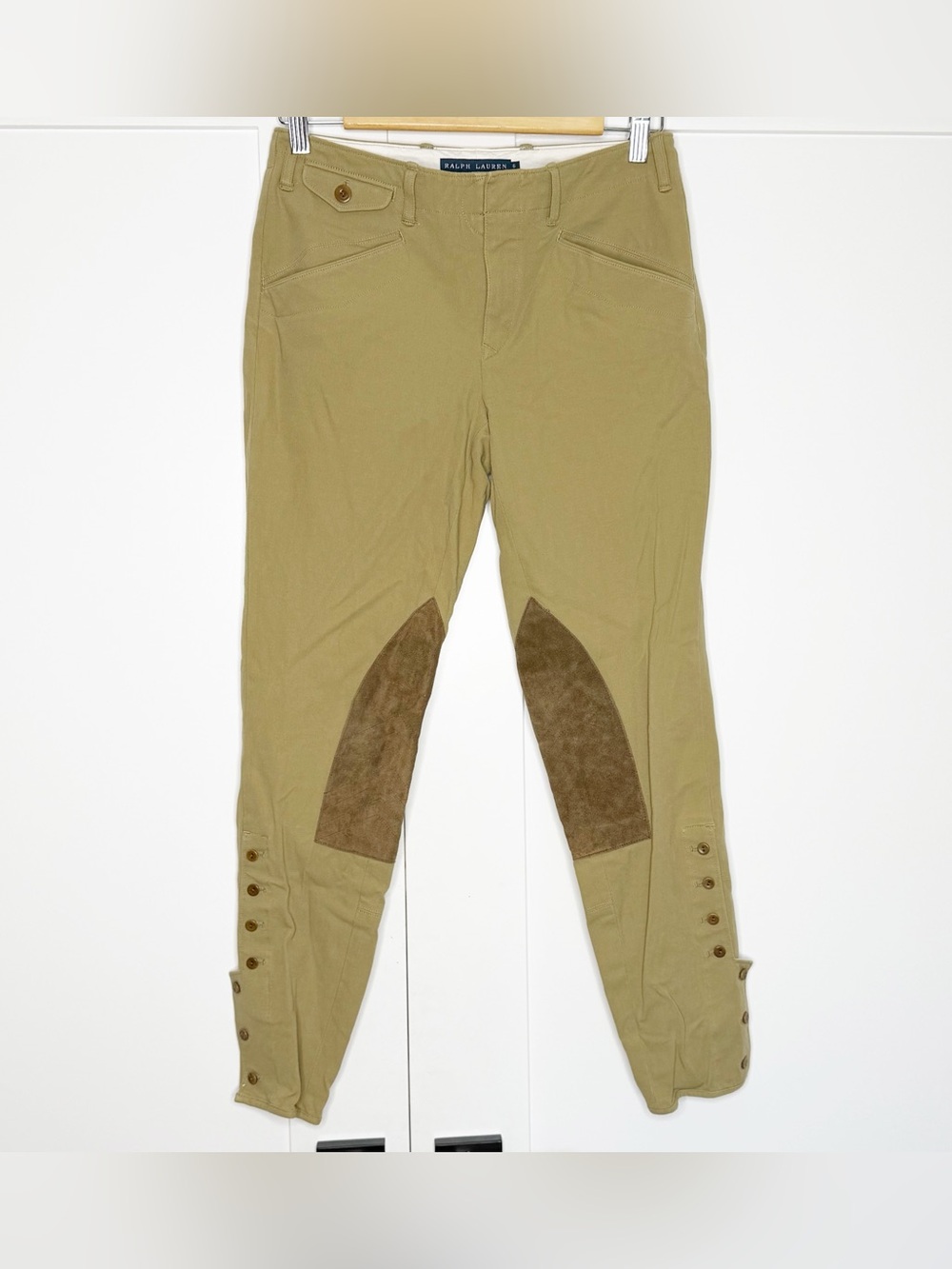 Ralph Lauren Blue Label Jodhpur Stretch Twill Riding Pants 6 tan calf leather
